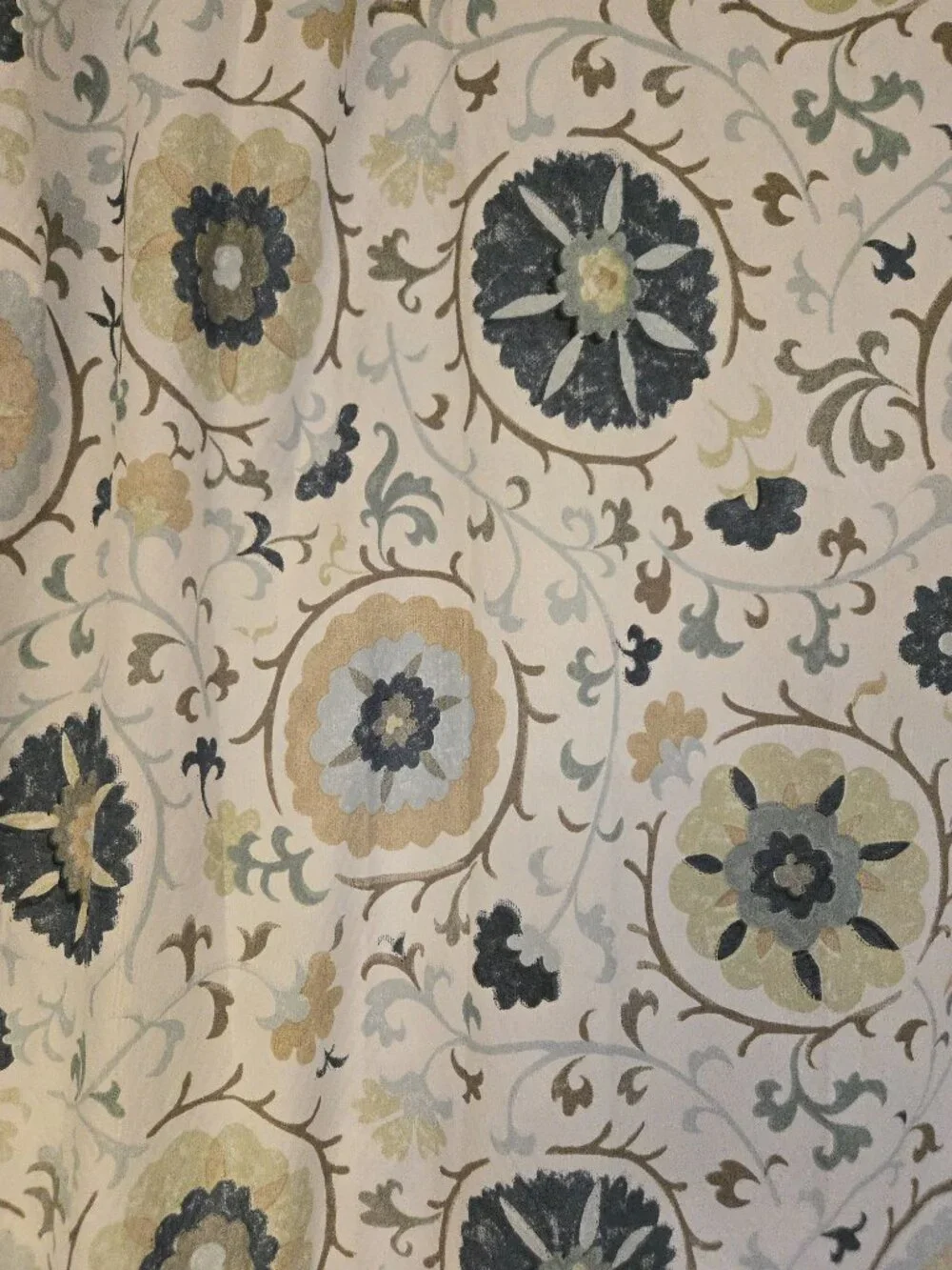 JCPenney Home Suzani Blue Floral Medallion Fabric Shower Curtain 72x72